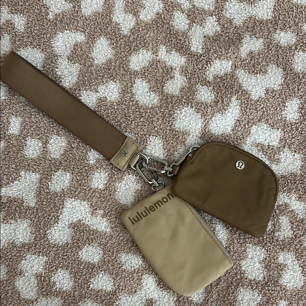 lululemon Brown and Tan Key & Card Holders- Wristlet